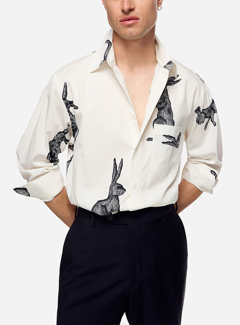 Bunny print loose shirt product image (primary)