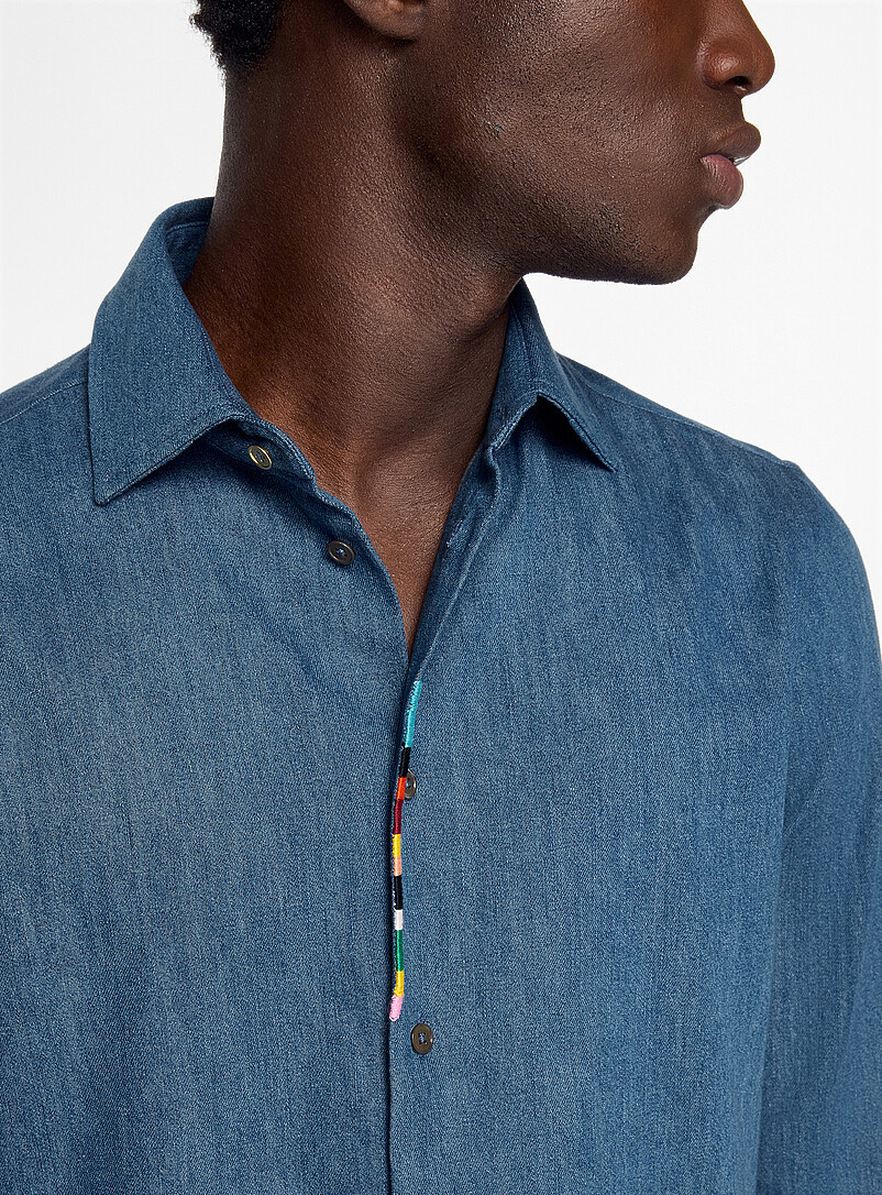 Embroidered colours flowy twill shirt product image 2