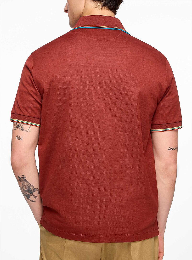 Striped trim zip-up polo shirt product image 3