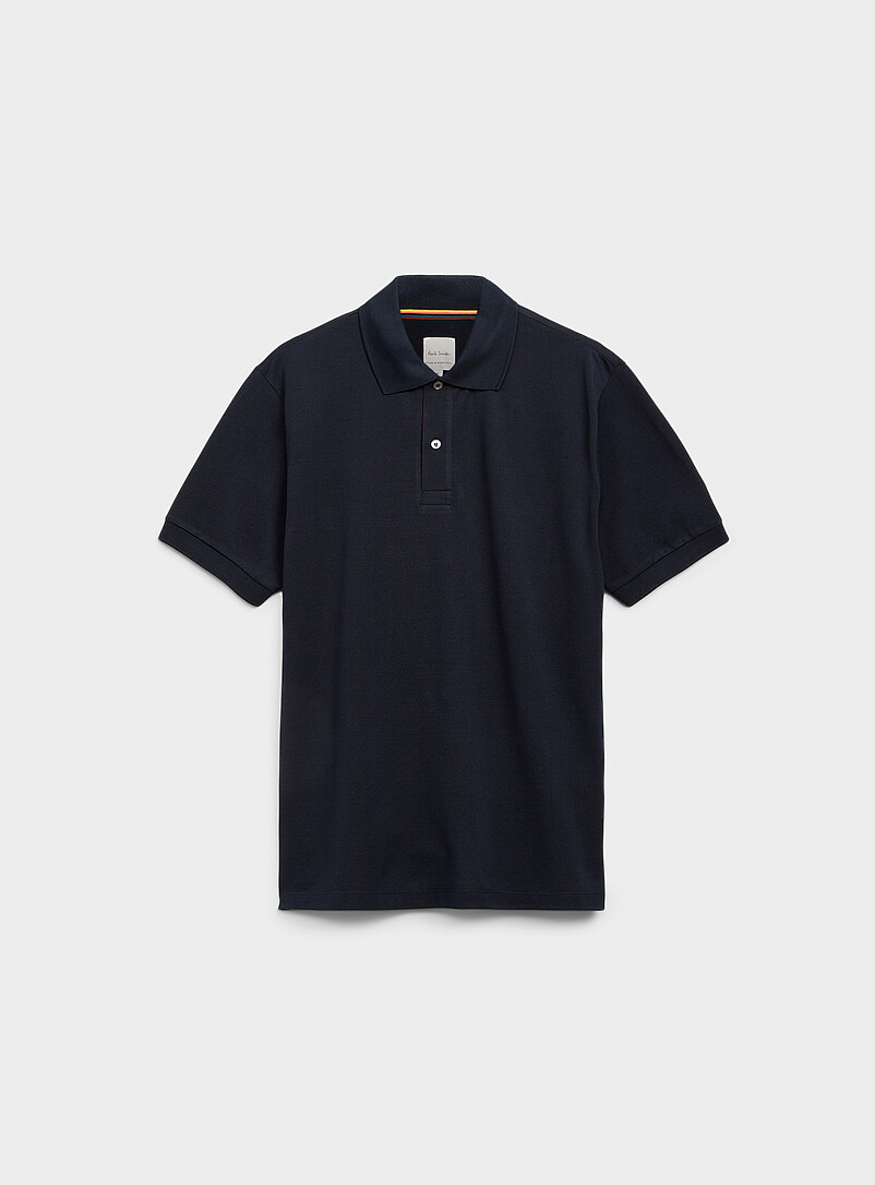 Striped Button Placket Polo