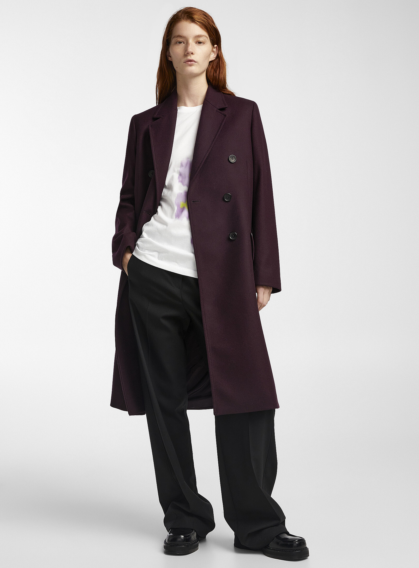 Ps By Paul Smith Double-breasted Coat In Crimson