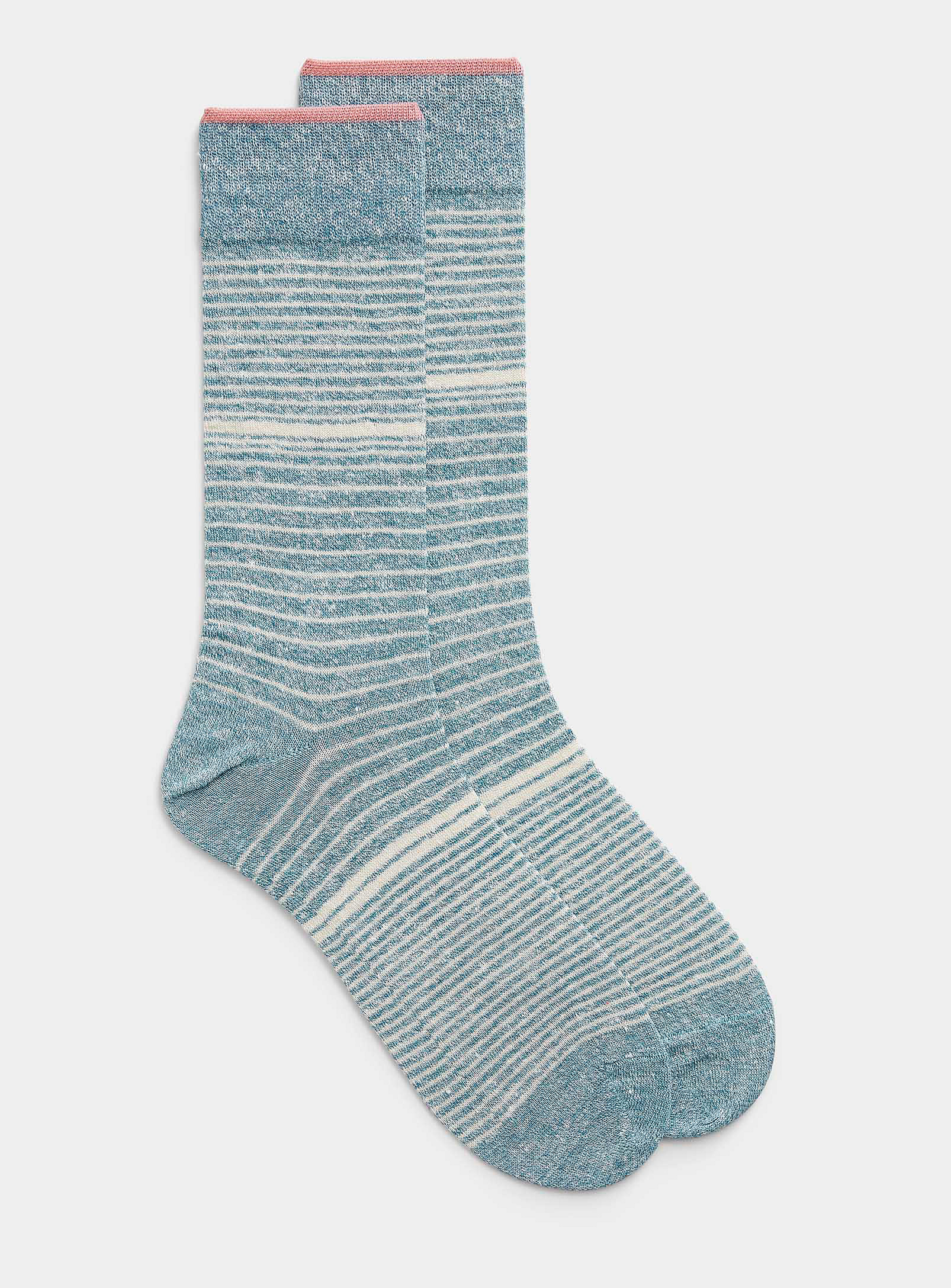 Paul Smith Linen Striped Socks In Blue