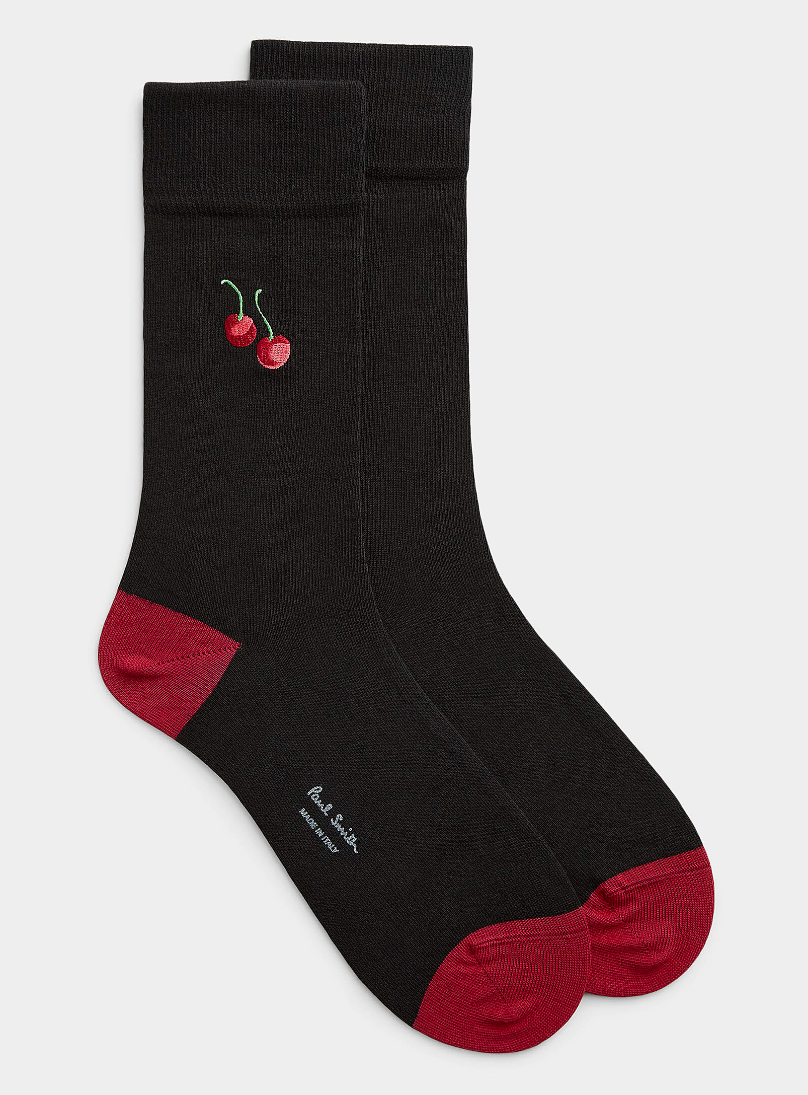 Paul Smith Embroidered Fruit Sock In Black
