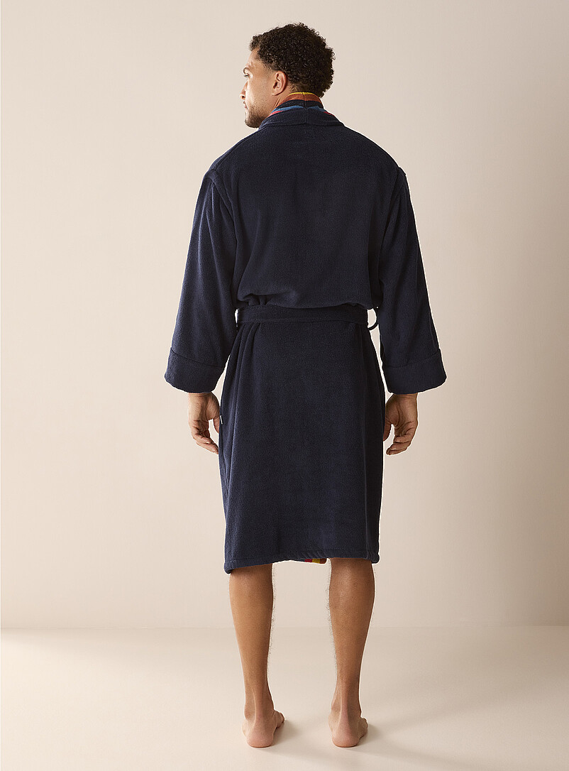 Colourful band collar terry bathrobe product image 2