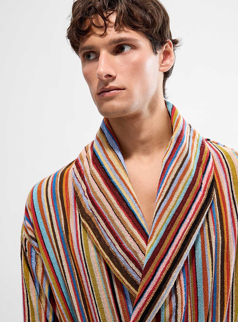 Multi-colour stripe terry robe product image 2