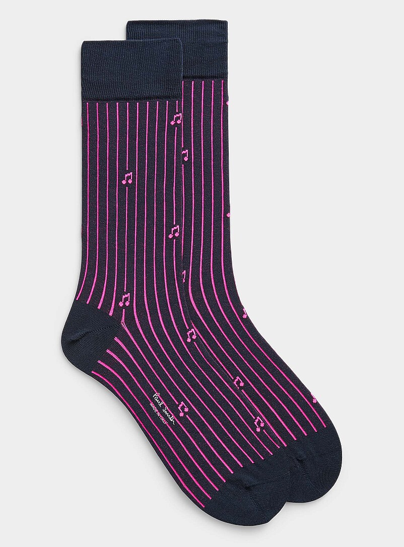 Musical note striped dress socks product image (primary)