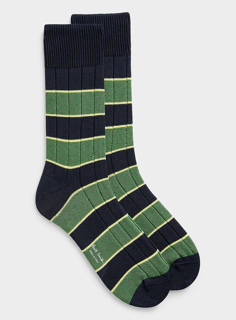 Wide-stripe ribbed dress socks product image (primary)