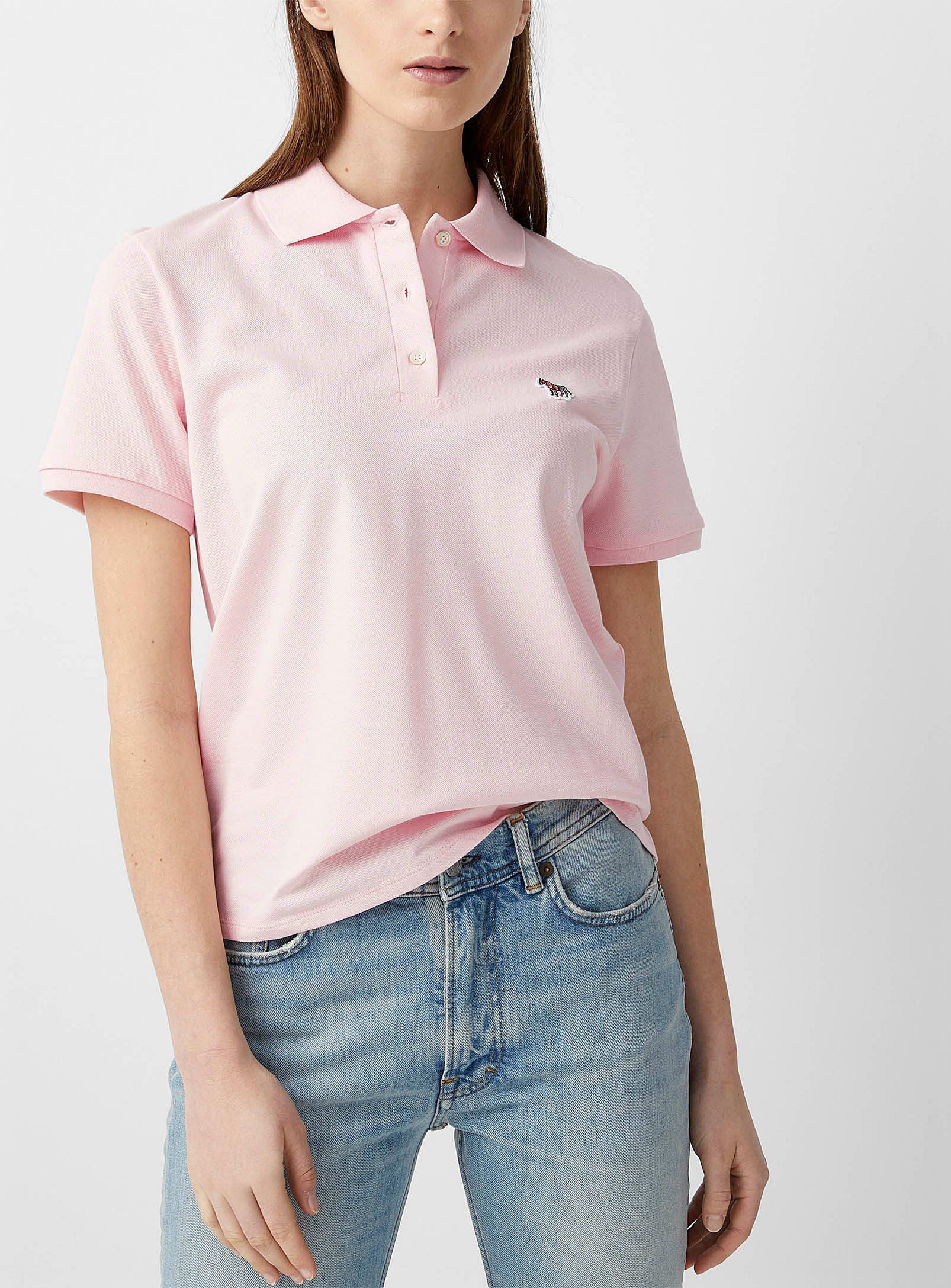 Ps By Paul Smith Zebra Crest Polo In Pink