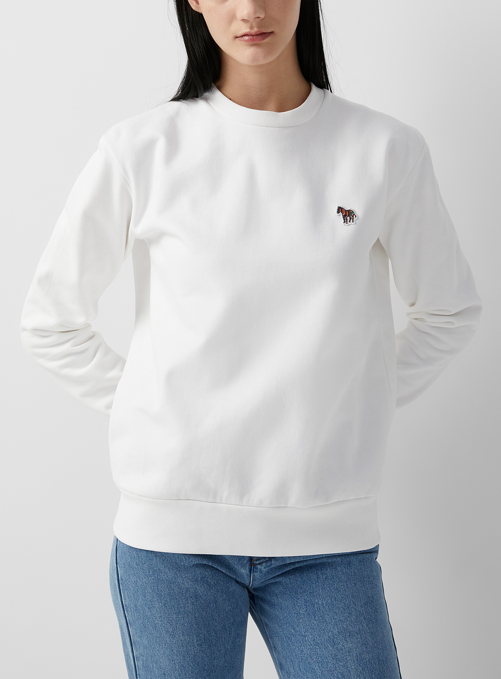 Shop Ps By Paul Smith Organic Cotton Zebra Logo Sweatshirt In White