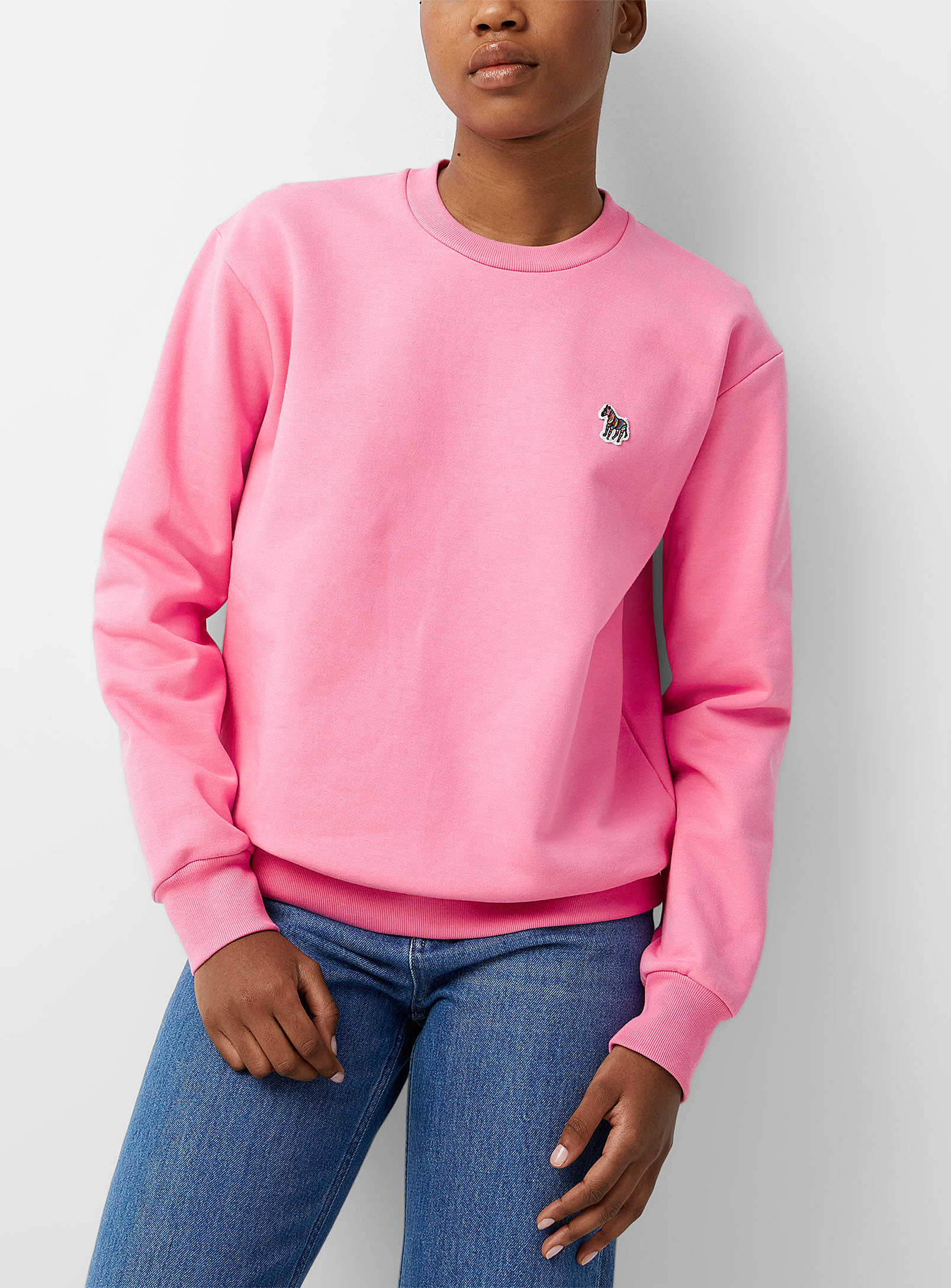 Ps By Paul Smith Organic Cotton Zebra Logo Sweatshirt In Dusky Pink