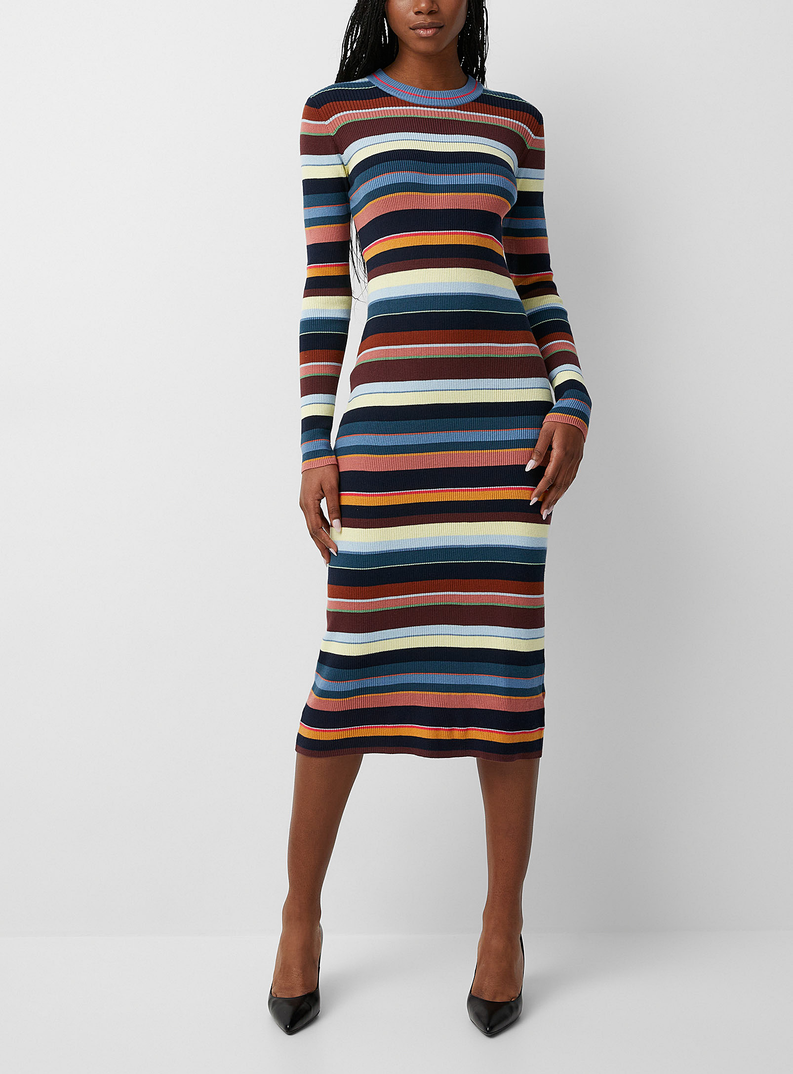 Ps By Paul Smith Striped Sweater Dress In Assorted