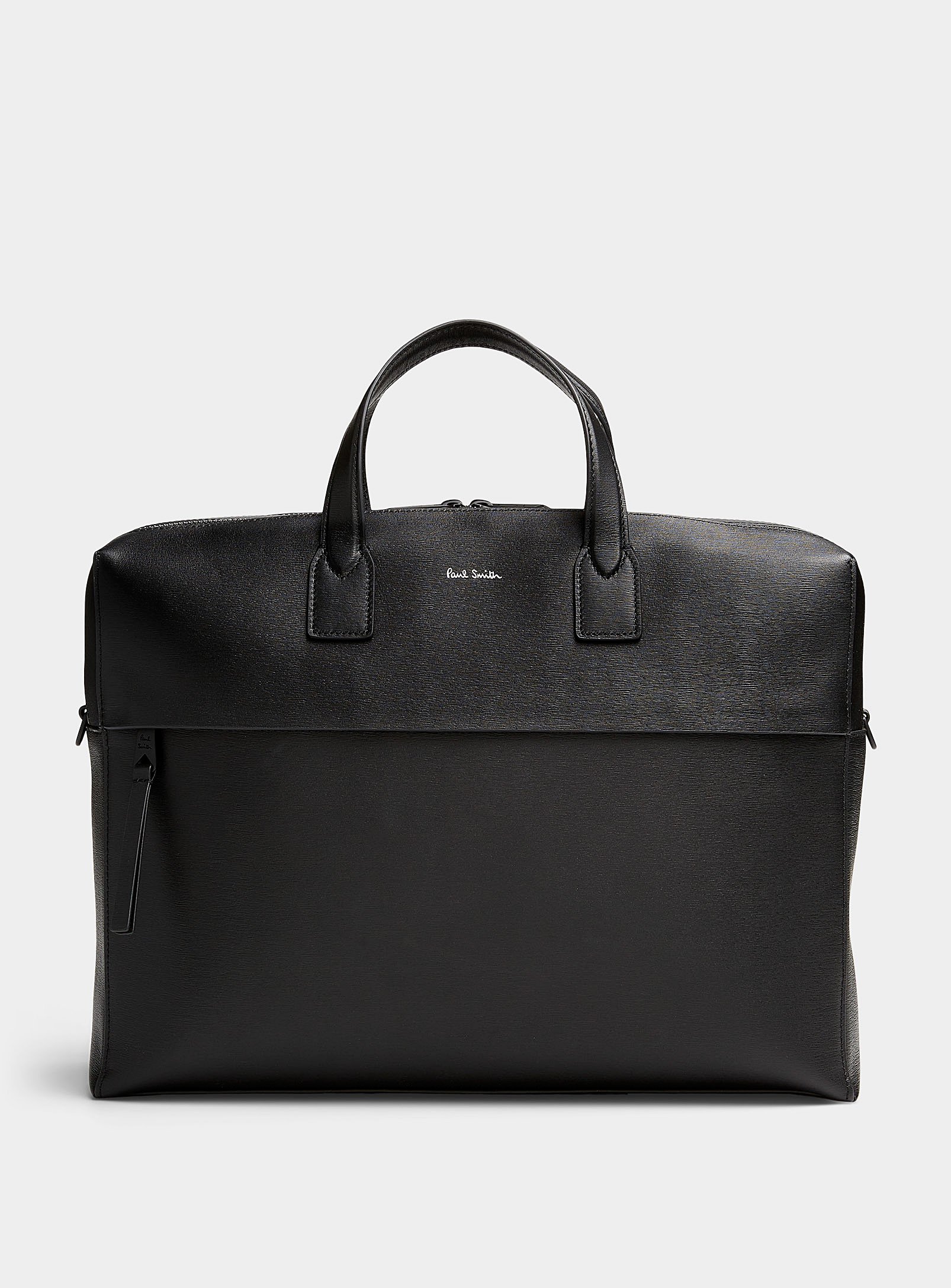 Paul Smith Double Compartment Leather Briefcase In Black