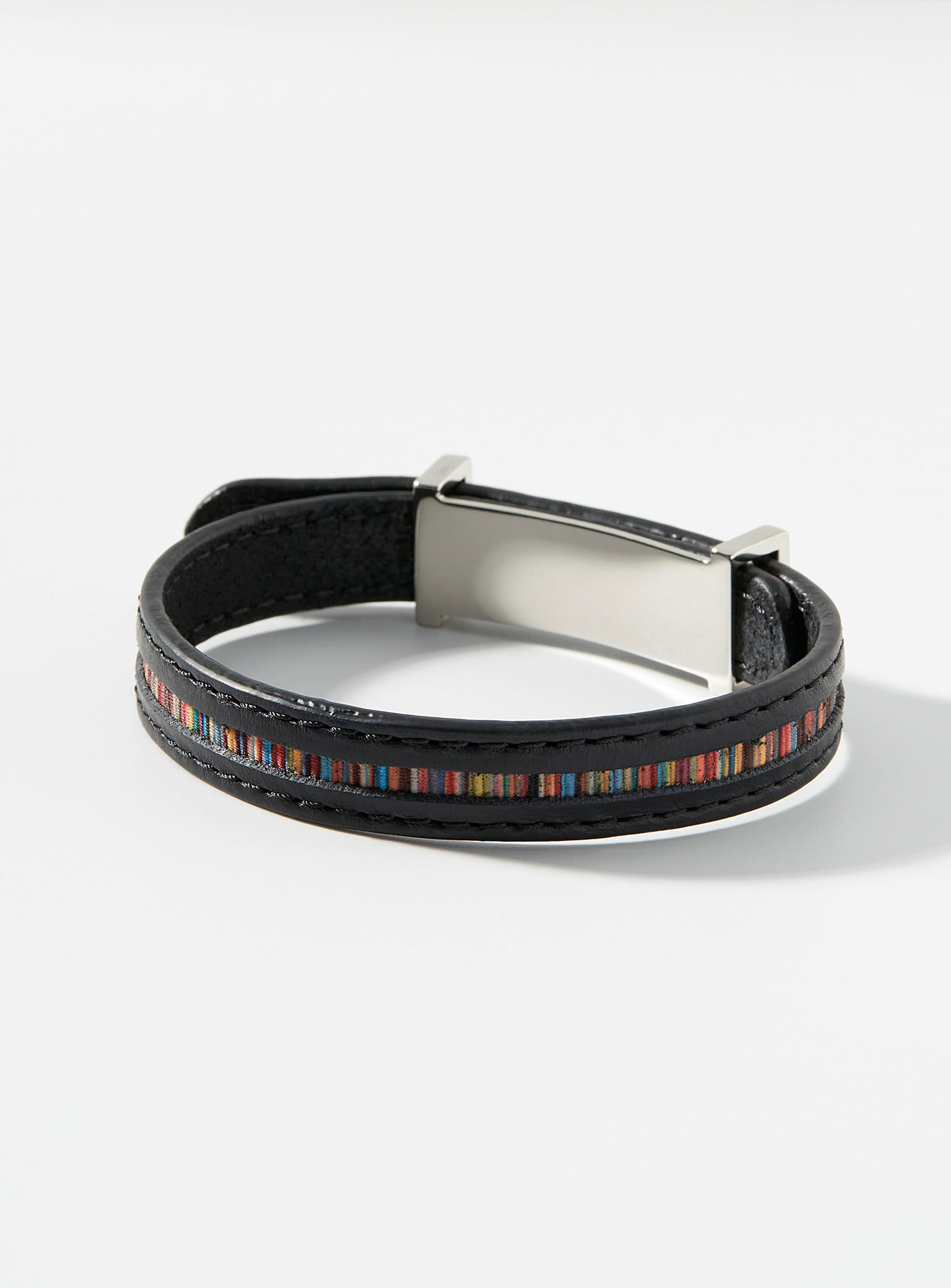 Paul Smith - Men's Striped leather wrap bracelet