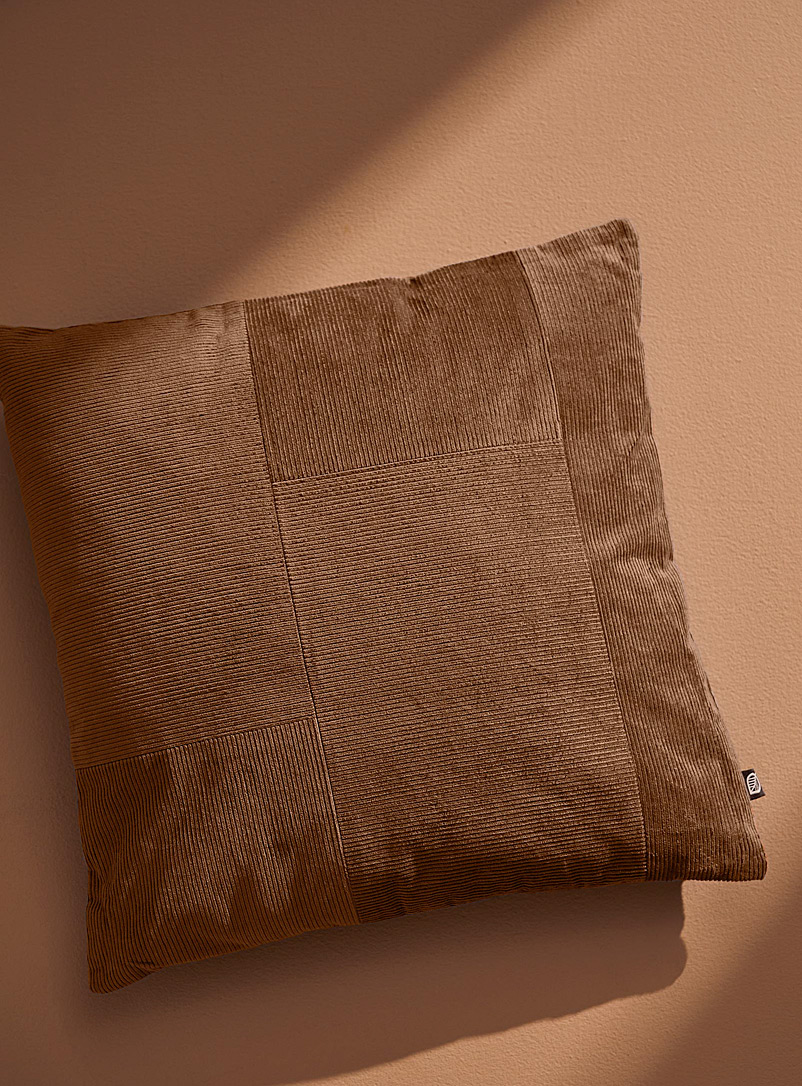 Simons Maison Brown Patchwork corduroy cushion 45 x 45 cm