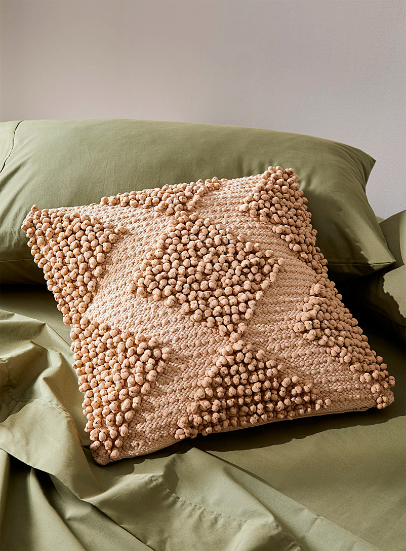 Simons Maison Ivory/Cream Beige Geometric bouclé cushion 45 x 45 cm