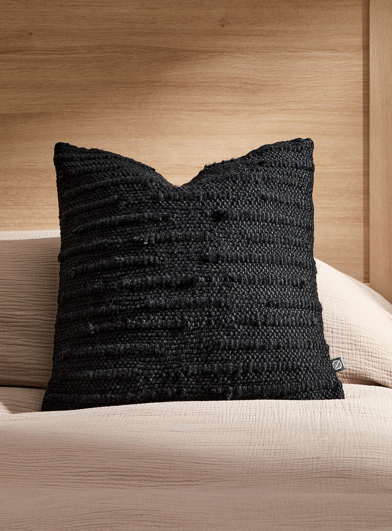 Simons Maison Textured Weave Cushion 45 X 45 Cm In Black