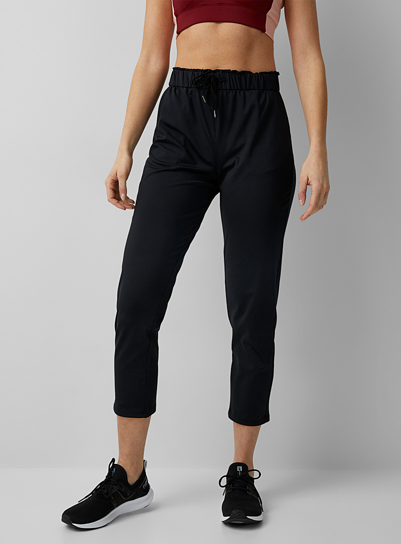 I.FIV5 Black Gathered-waist satiny jersey pant for women
