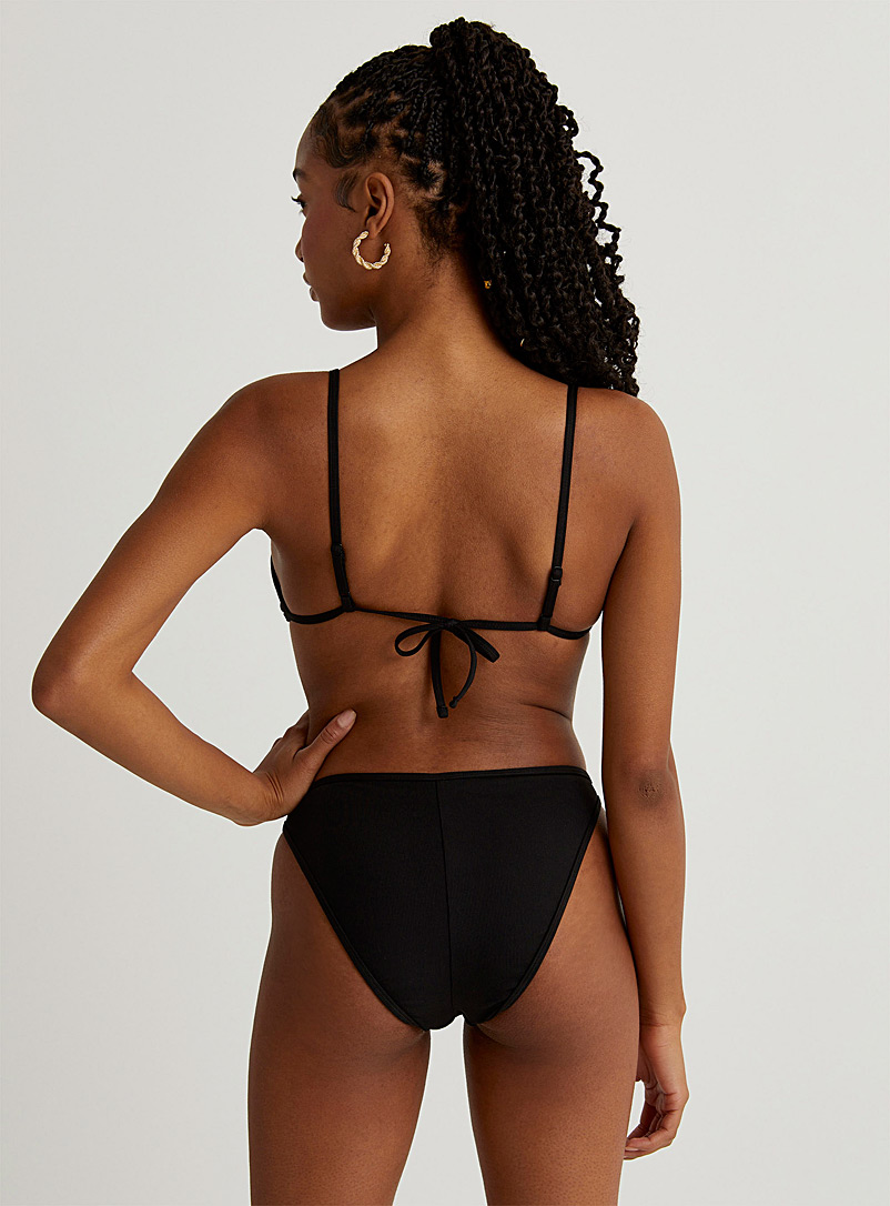 Simons Black Thin-trim textured slim bikini bottom for women