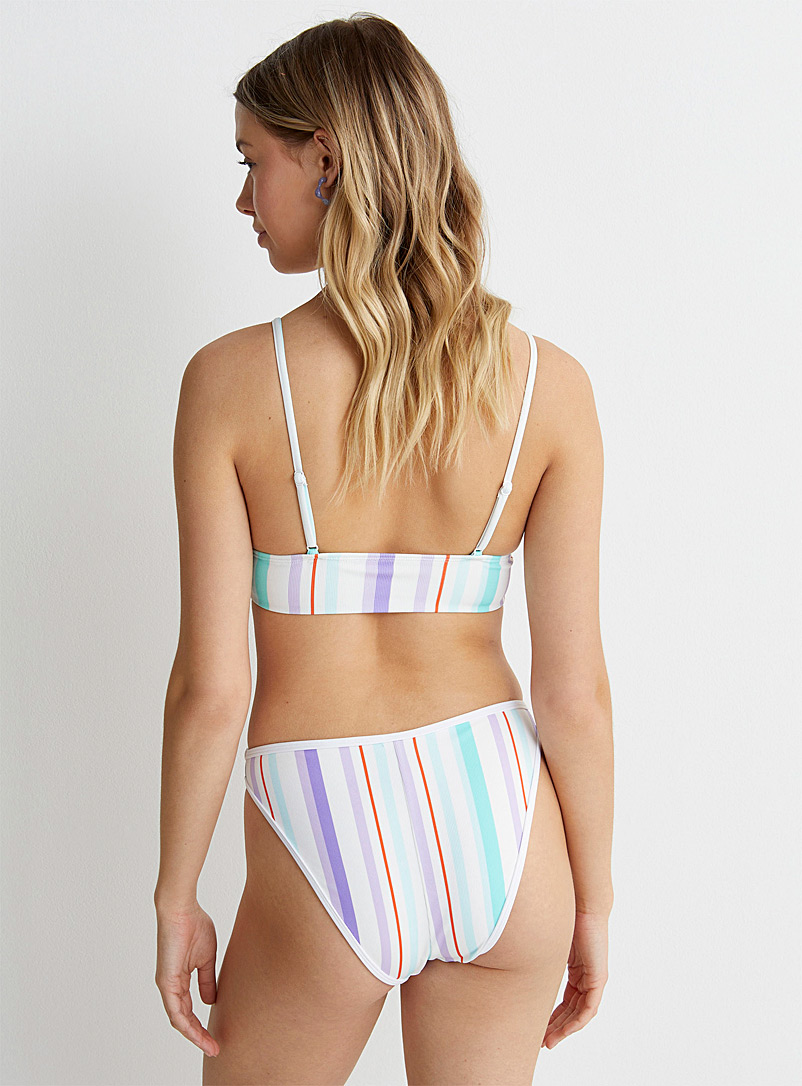 Simons: Le petit bikini texturé fines bordures Ligne Twik Blanc à motifs pour femme