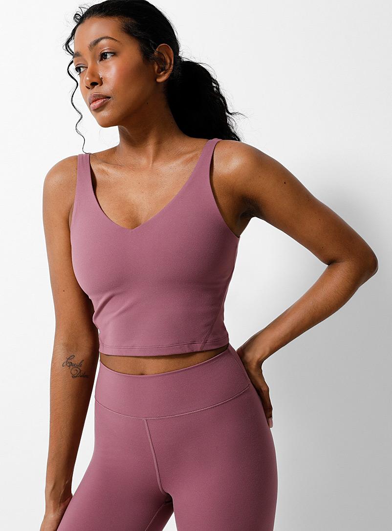 Débardeurs Femme Col En V Été Avec Soutien-Gorge Intégré - Camisole Sport Sans Manches Confortable