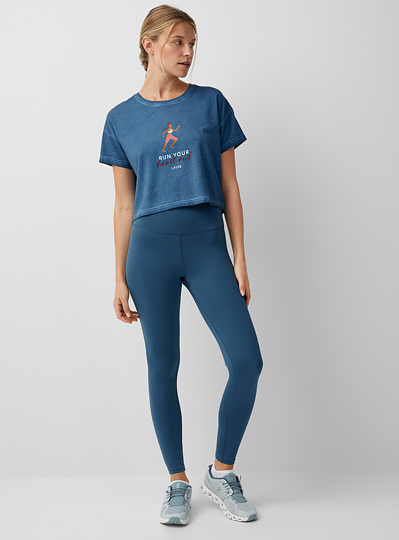 I.FIV5 Slate Blue Austral solid high-rise legging for women