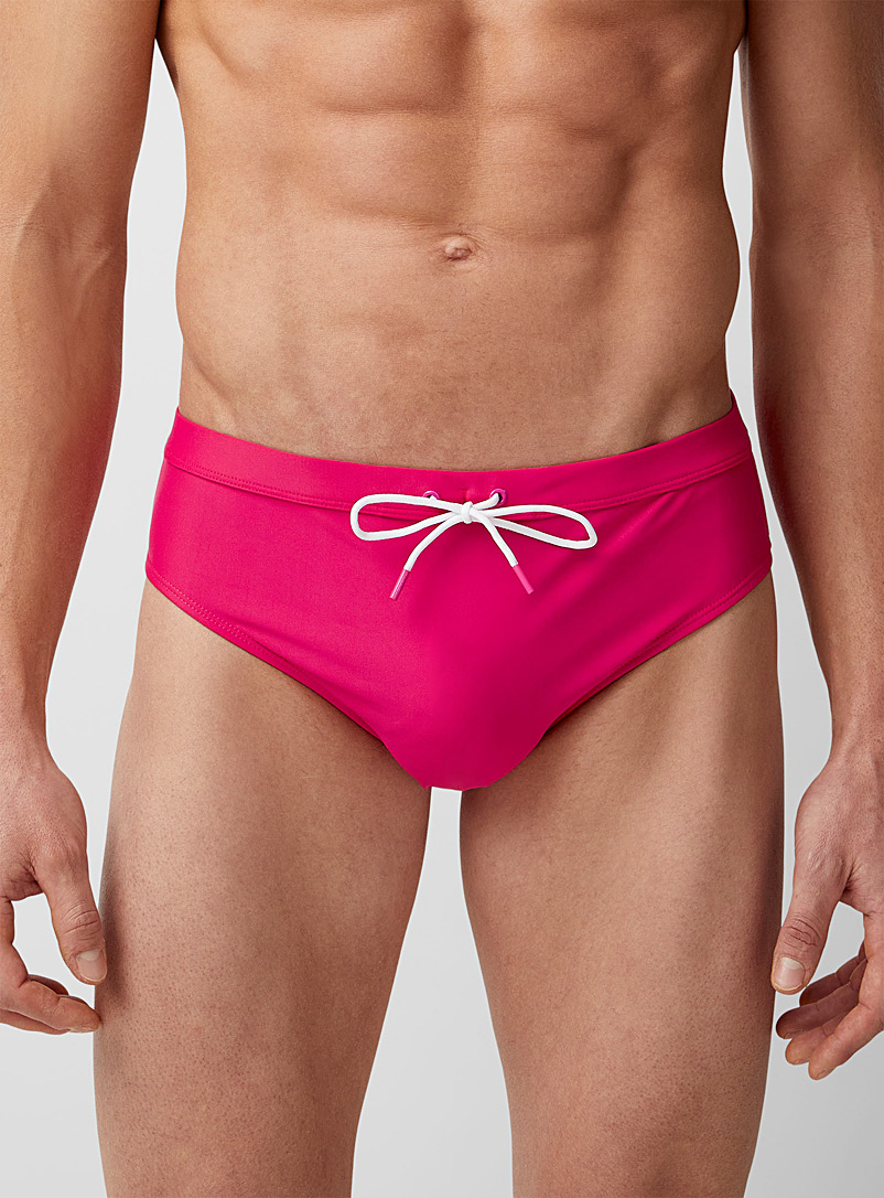 I.FIV5 Medium Pink Solid recycled fibre swim brief for men