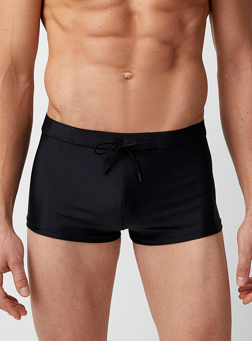 I.FIV5 Black Recycled fibre fitted swim trunk for men