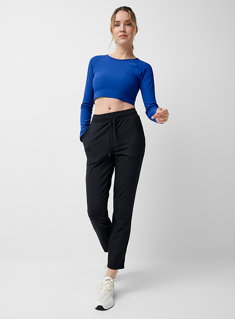 I.FIV5 Black Drawstring-waist stretch pant for women