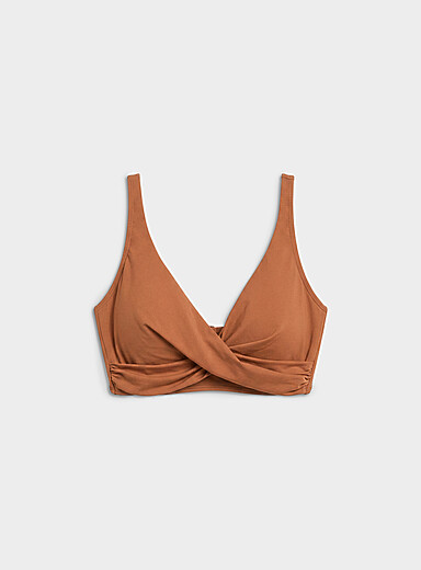 La bralette coussin&eacute;e drap&eacute;e nylon recycl&eacute; Ligne Contemporaine