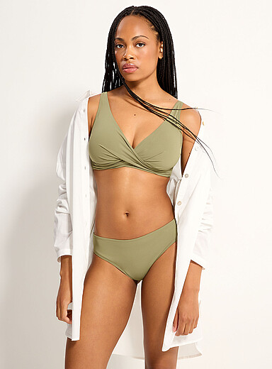Recycled nylon mid-rise bikini bottom At Contemporaine
