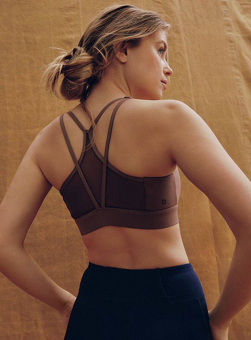 Perforated stretch sports bra