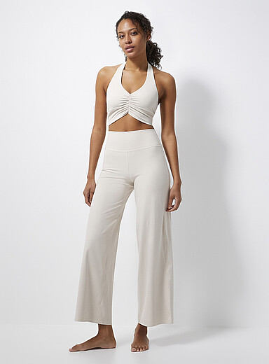 I.FIV5 Off White Velvety wide-leg pant for women