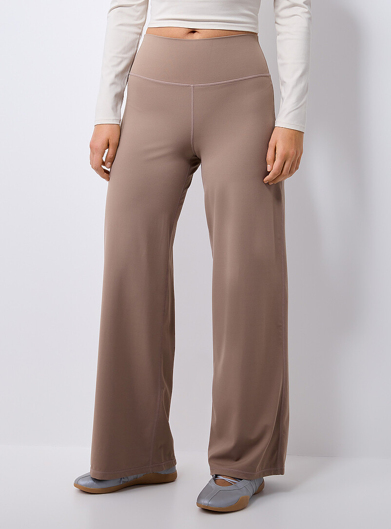 I.FIV5: Le pantalon large toucher velout&eacute; Taupe pour femme