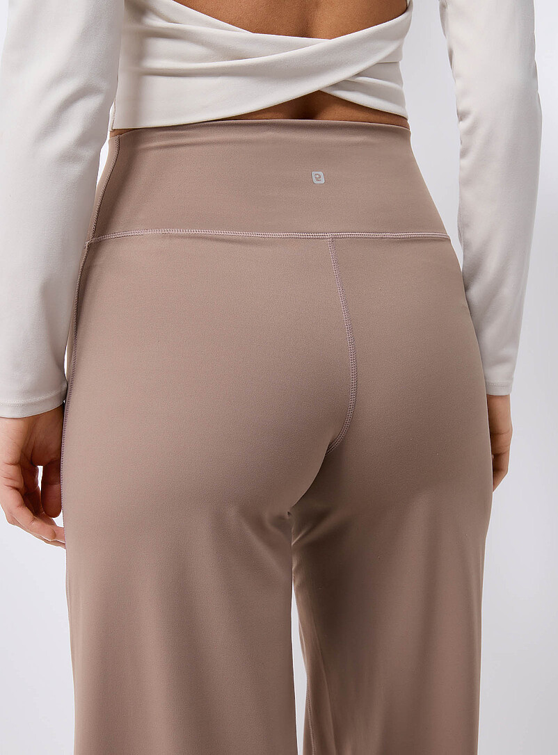 I.FIV5: Le pantalon large toucher velout&eacute; Taupe pour femme