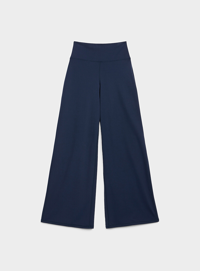 I.FIV5: Le pantalon large toucher velout&eacute; Bleu marine - Bleu nuit pour femme