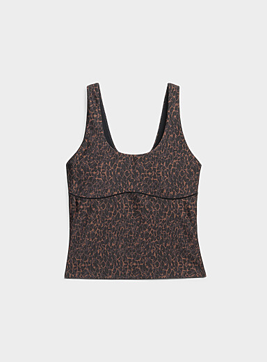 I.FIV5: La camisole de soutien lis&eacute;r&eacute;e encolure ronde Maintien l&eacute;ger &agrave; mod&eacute;r&eacute; Brun &agrave; motifs pour femme