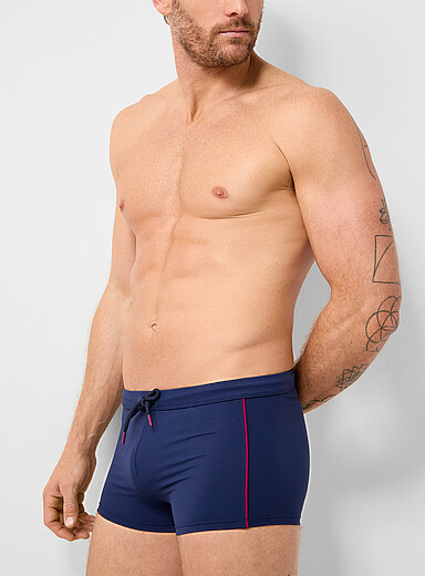 Piped retro fitted swim trunk
