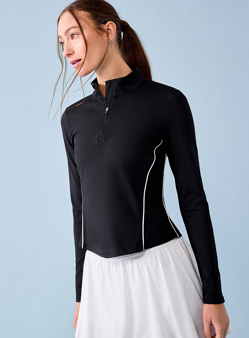 Contrast-trim mock-neck golf top | I.FIV5 | Tops | Simons
