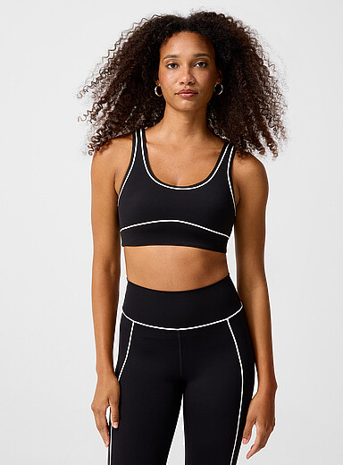 I.FIV5 Black Velvety white-trim bra Low-impact support for women