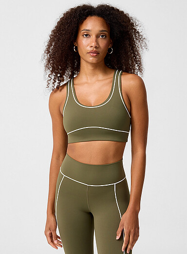 Velvety white-trim bra Low-impact support