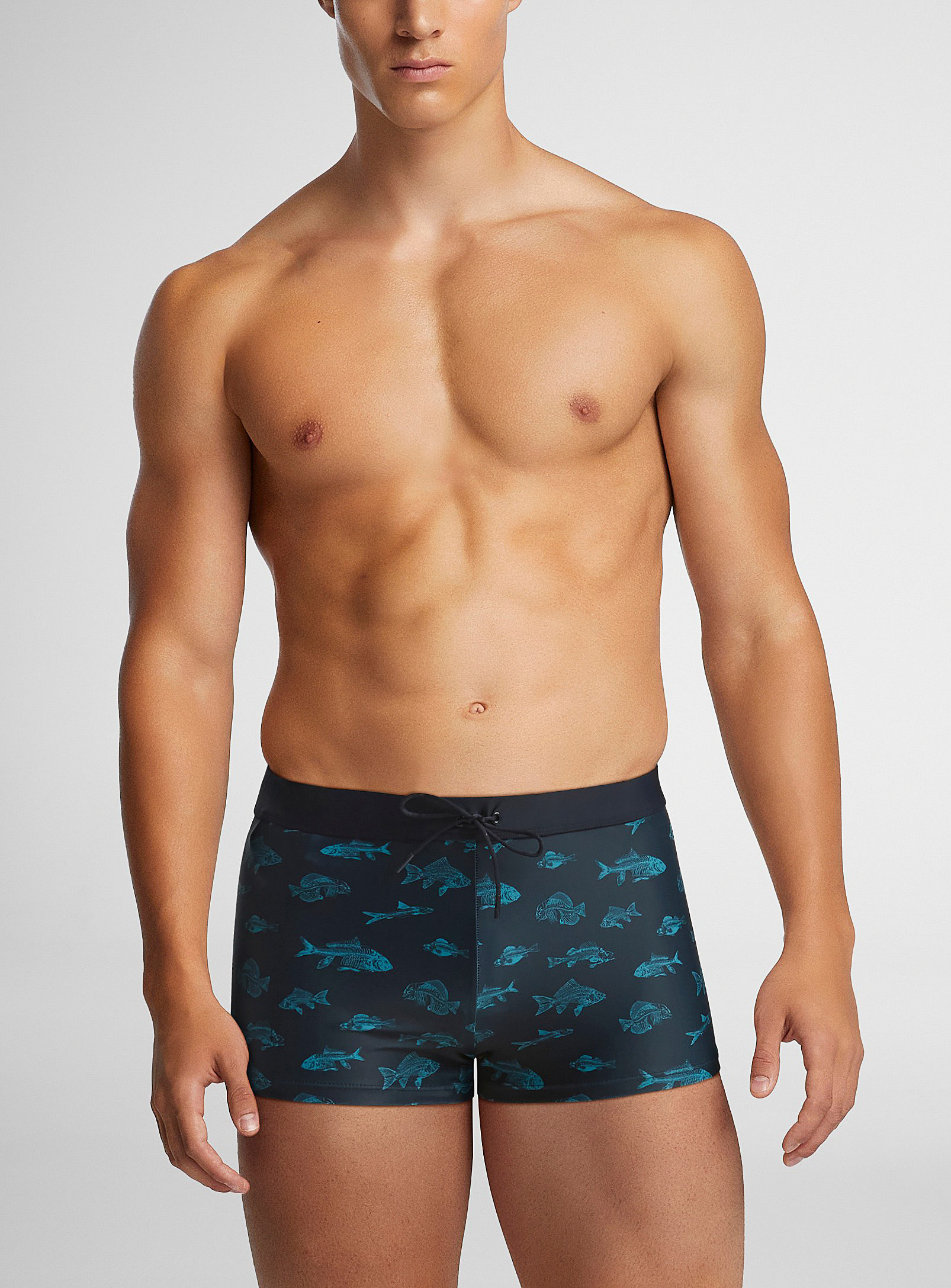 I.fiv5 Printed Fitted Swim Trunk In Emerald/kelly Green