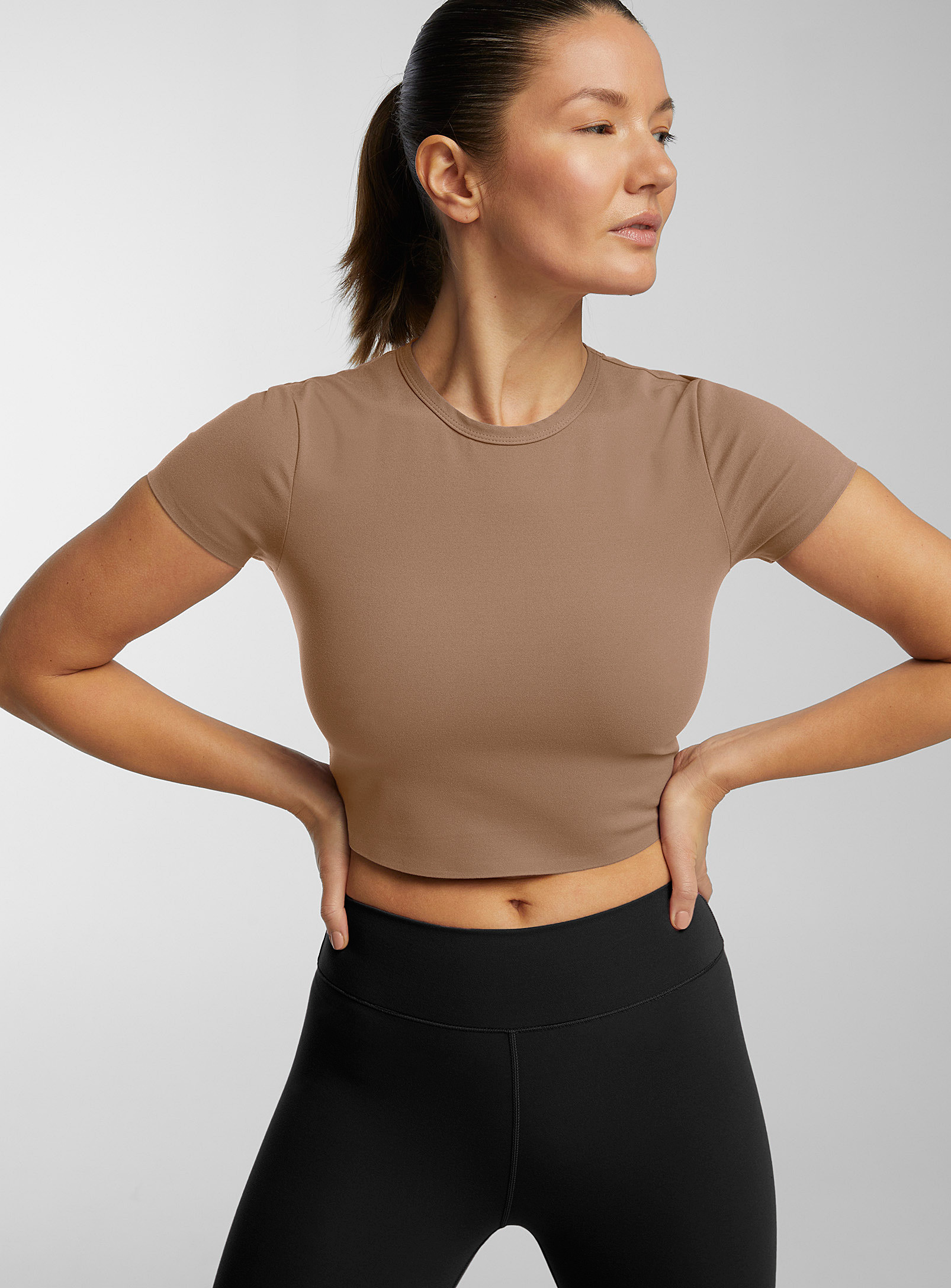 I.fiv5 Ultra-soft Fitted Cropped Tee In Light Brown