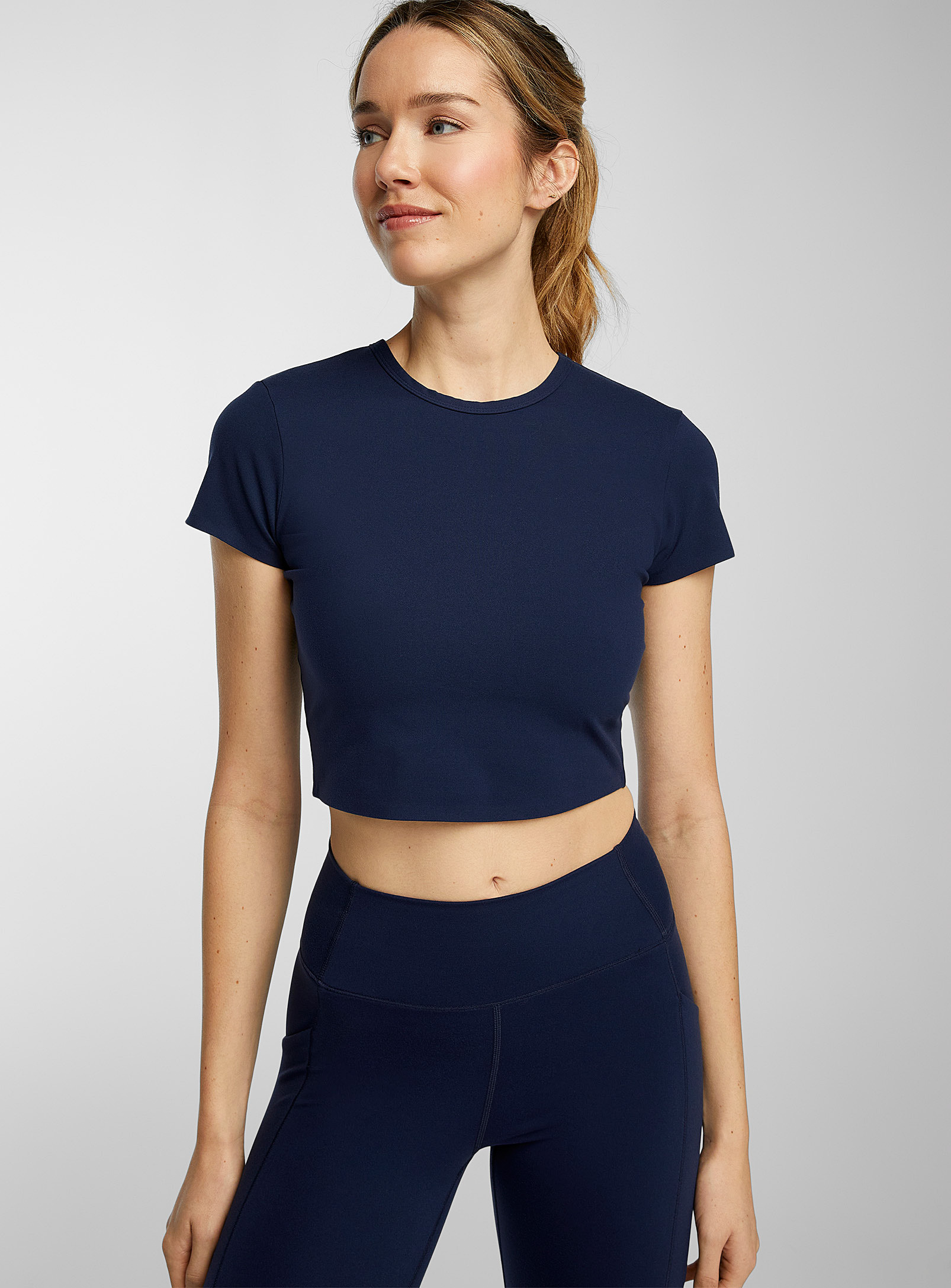 I.fiv5 Ultra-soft Fitted Cropped Tee In Dark Blue
