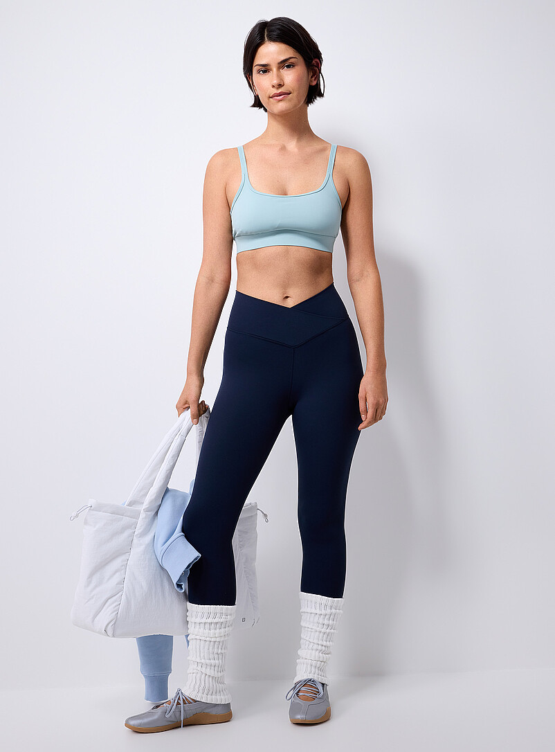 Crossover-Waist Velvety Legging 27" Length