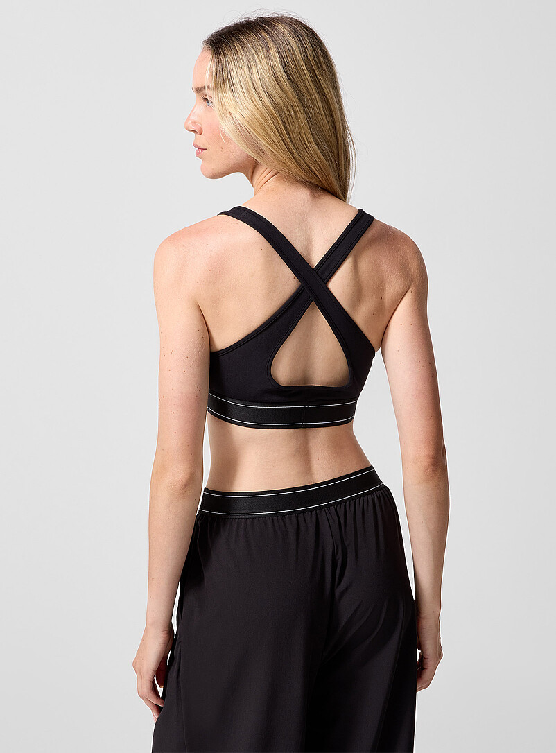 Retro crossed-back triangle sports bra product image (primary)