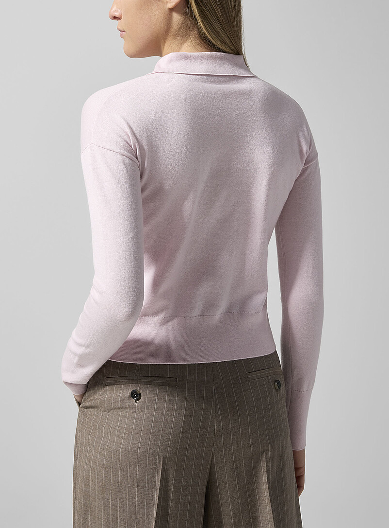 Max Mara: Le cardigan col en pointes en laine Rose pour femme