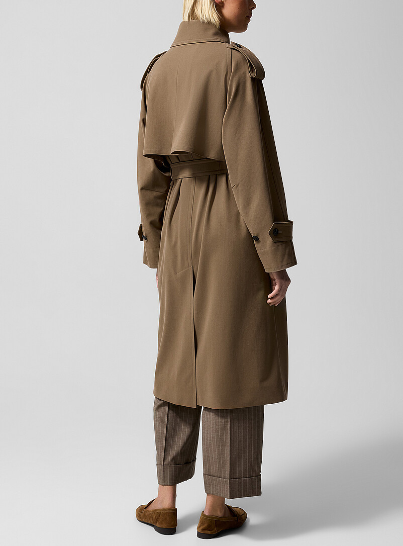 Max Mara Taupe Flowy pure virgin wool trench coat for women