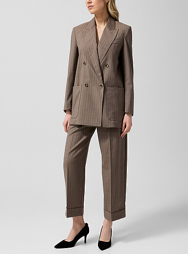 Max Mara: Le pantalon &agrave; revers pure laine vierge Taupe pour femme
