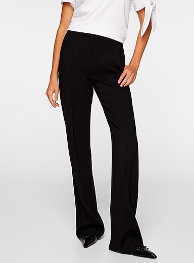 Max Mara: Le pantalon droit laine vierge plis press&eacute;s Noir pour femme