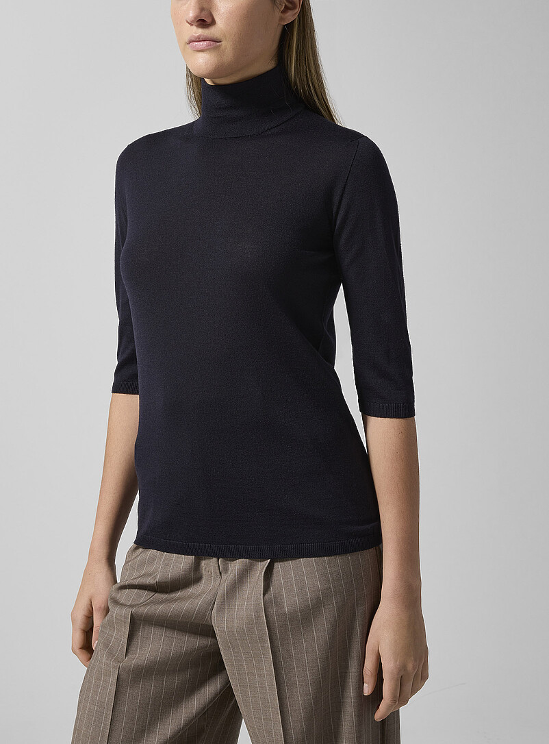 Pure Virgin Wool Mock-Neck Sweater